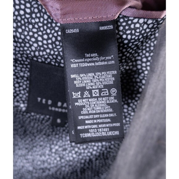 Ted Baker London Blazer Mens 5 / 42L Lining Gray Sport Coat Jacket LINEN Bled - Picture 13 of 16